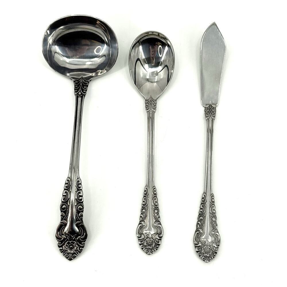 3 Table/Serving Utensils VTG VOISIN FLORAL CONTINENTAL Ladle Butter Knife Spoon
